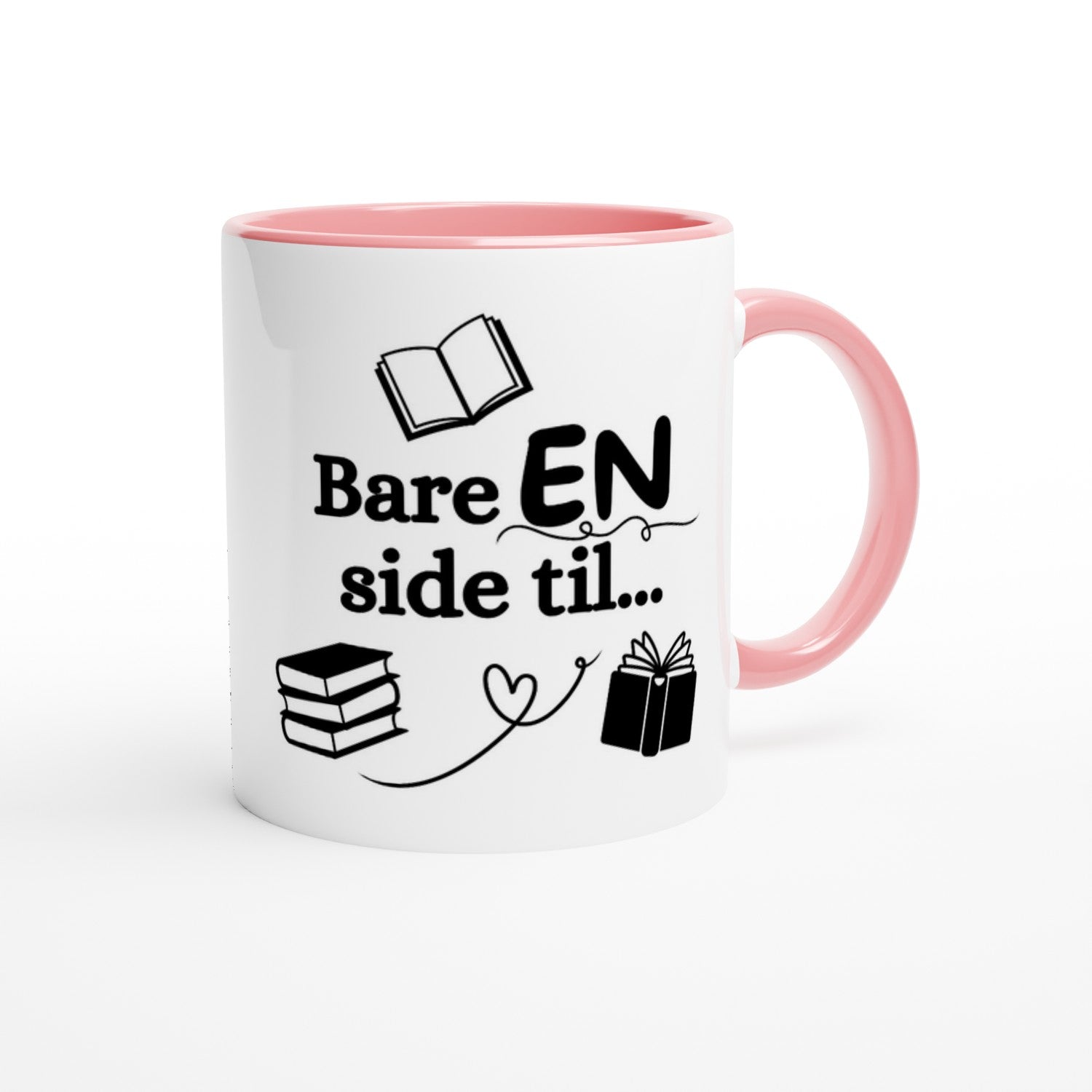 Papirglede Bare EN side til kaffekrus 325 ml hvit/rosa