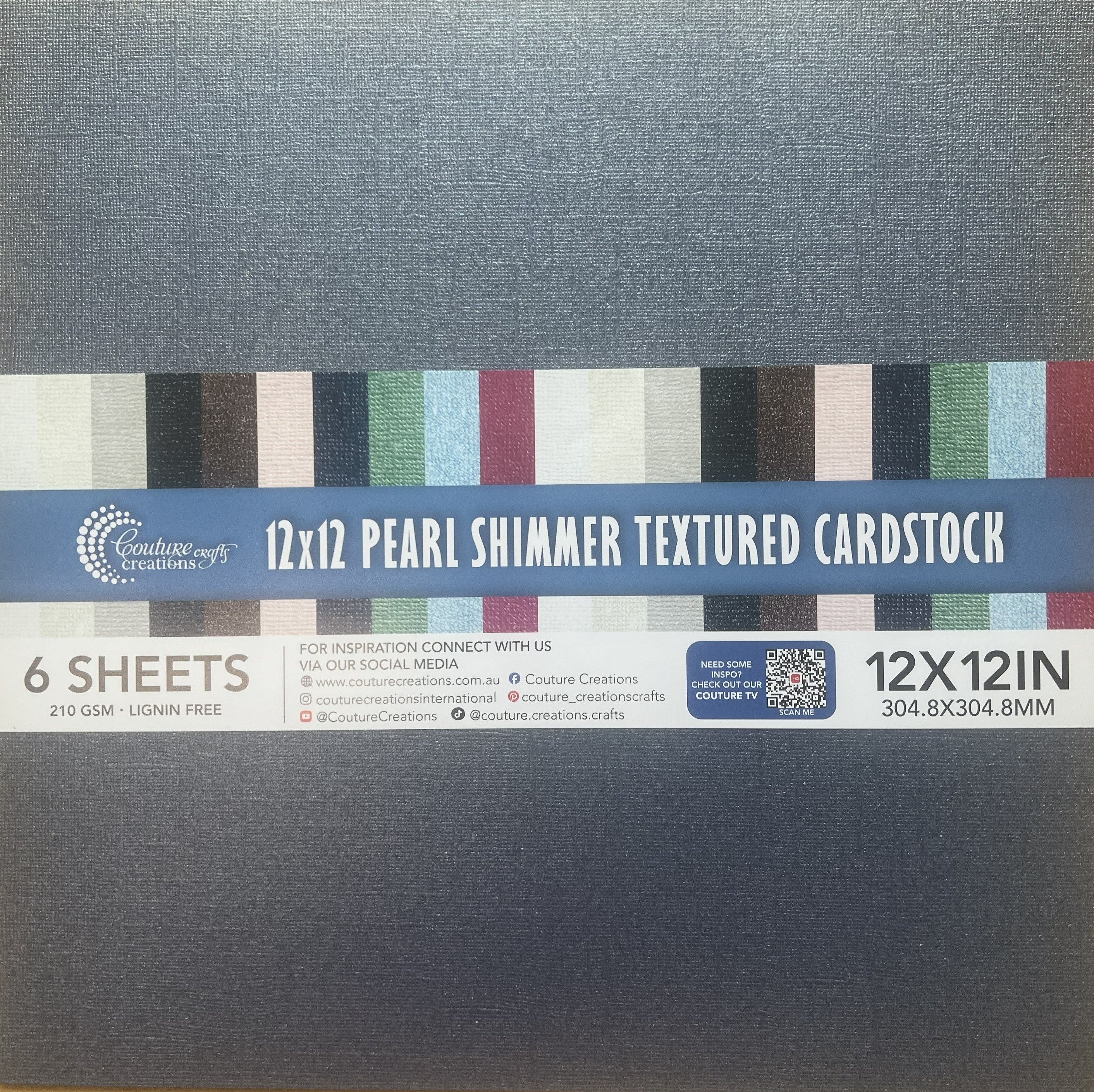 Couture Creations Navy Blue Pearl Shimmer kartong 12x12 6 ark