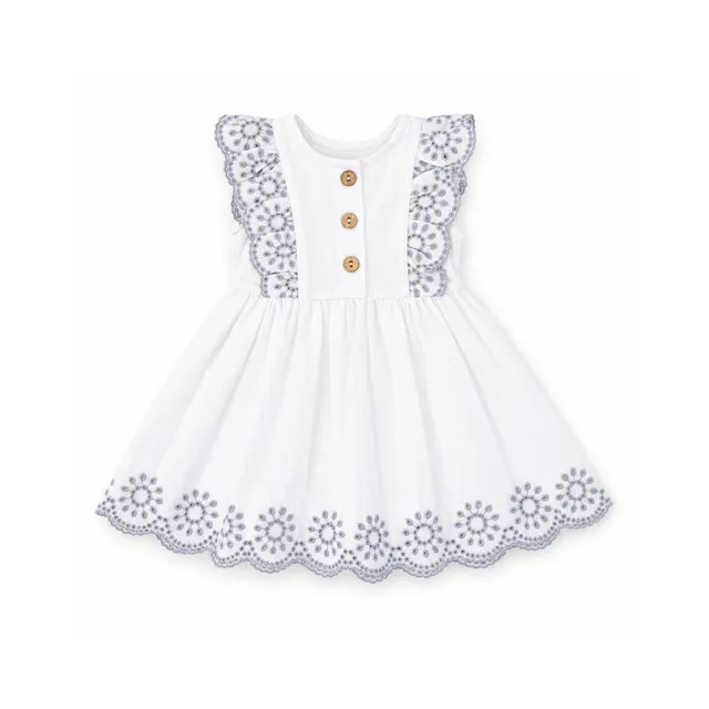 Salty Toes babykjole Cream broderi 6-12 mnd bomull