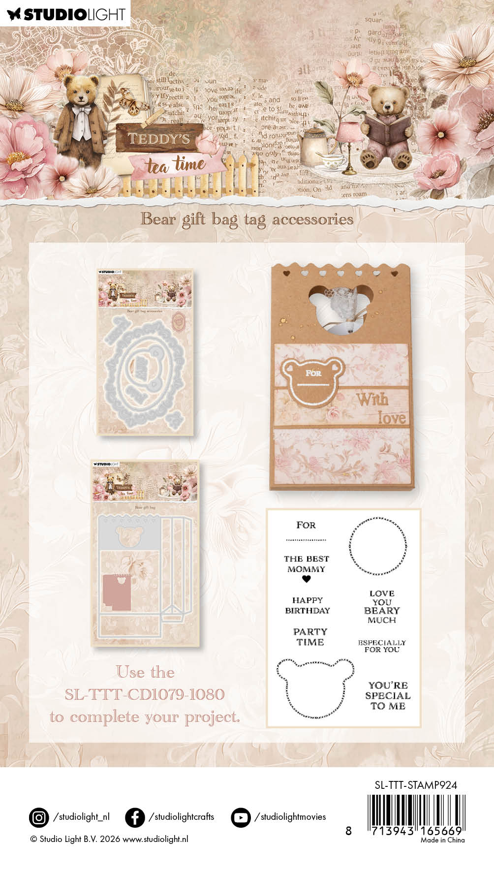 Studio Light Teddy's Tea Time klarstempel Bear gift