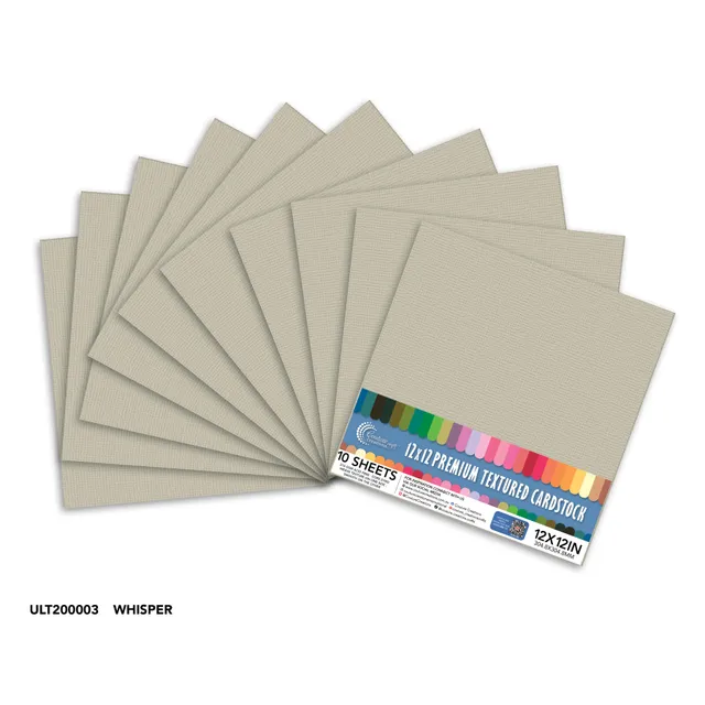 Couture Creations Whisper kartong 12x12 10 ark hvit 216 gsm