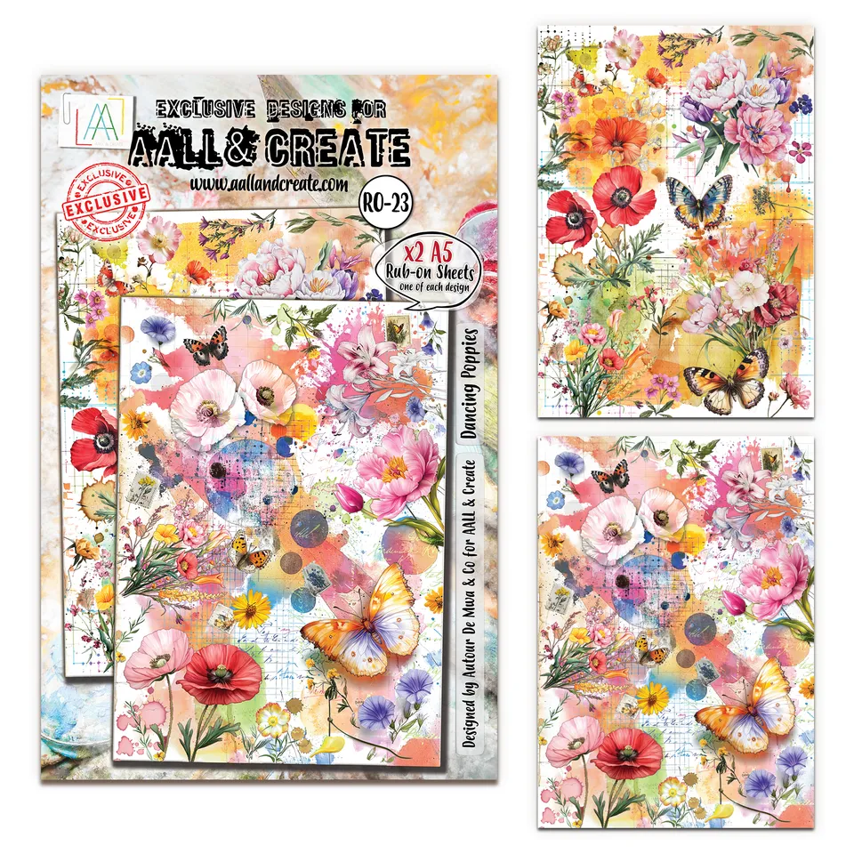 AALL & Create RO-23 Dancing Poppies rub-ons A5 2 ark