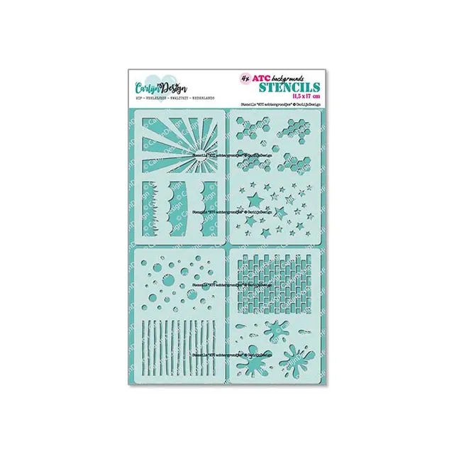 CarlijnDesign CDSC-0030 stensil 4-pakning ATC-bakgrunn 8 motiv