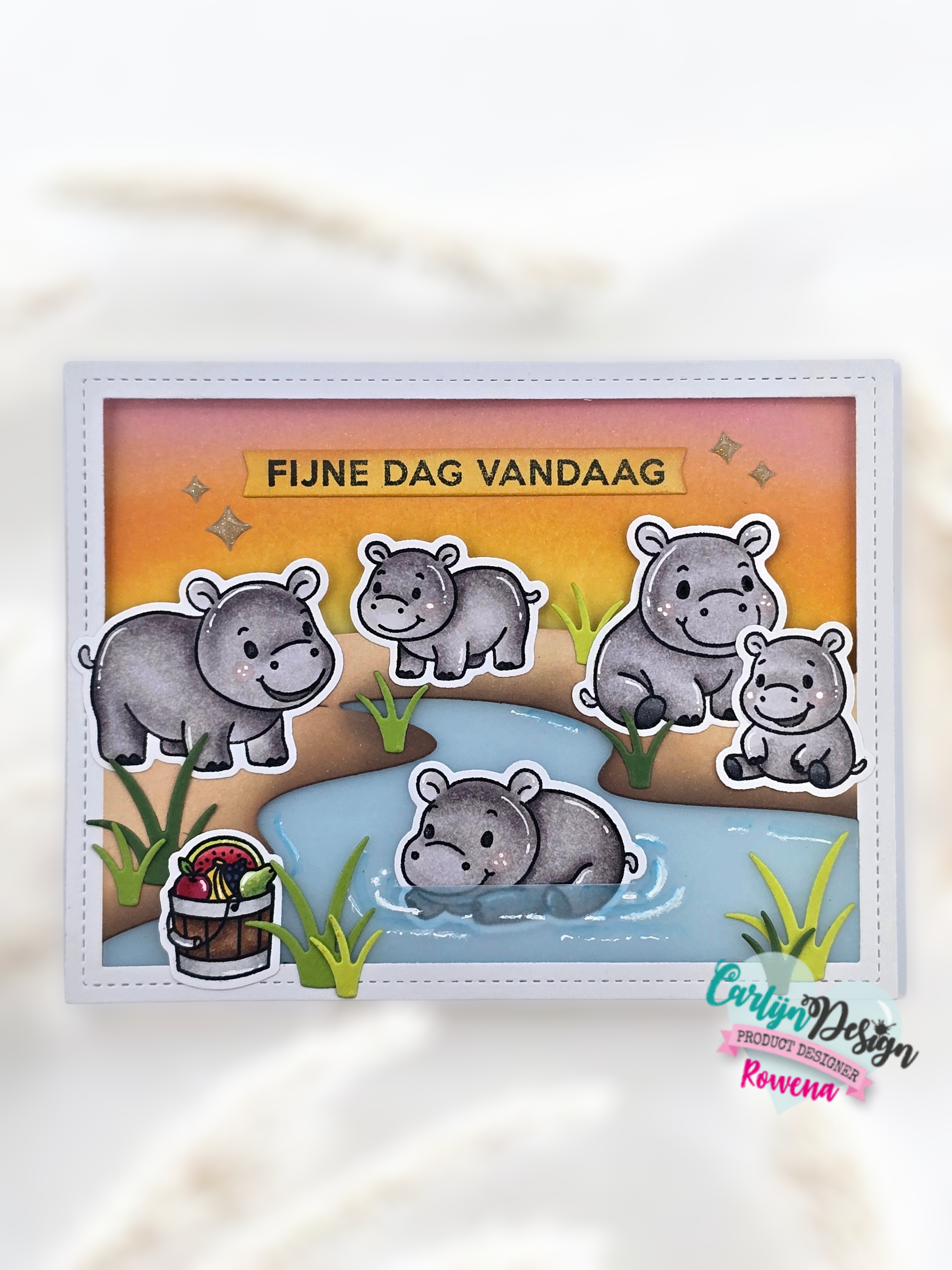 CarlijnDesign Nijlpaardjes CDST-0173 stempel A6 flodhest
