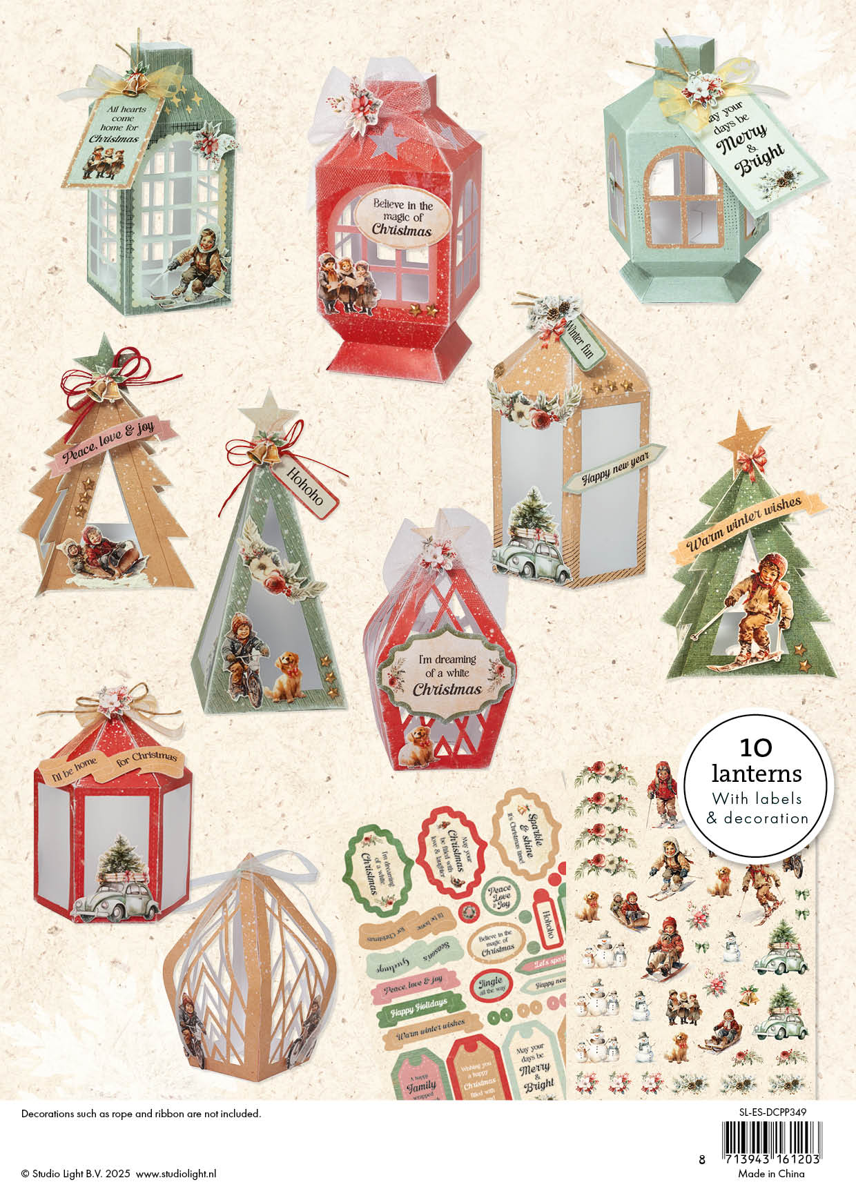 Studio Light DIY Lanterns Sparkling Christmas papirblokk 12 ark