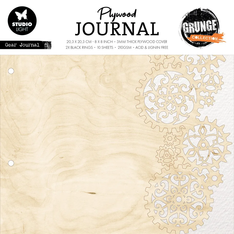 Studio Light Grunge Gear Journal plywood journal tannhjul