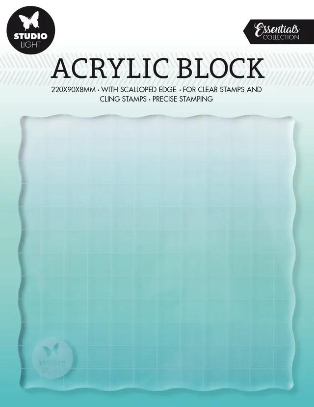 Studio Light Essentials akryl stempelblokk 120x120mm med rutenett