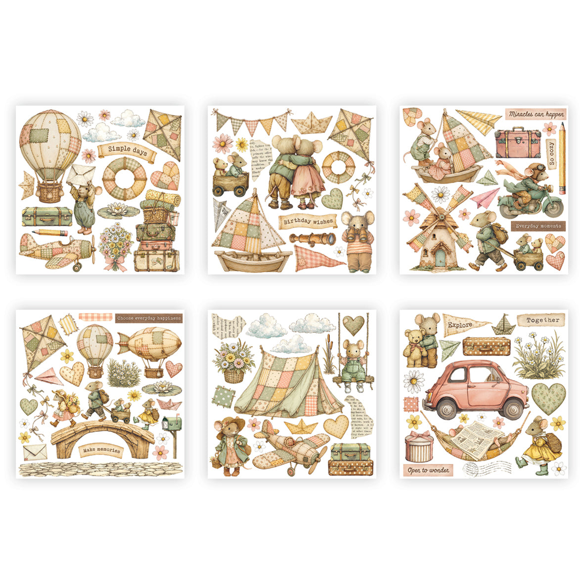 Stamperia Cozy Family rub-on 6-pakning assortert