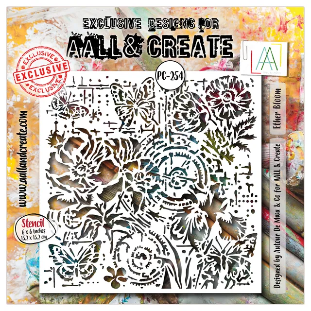 AALL & Create PC-254 sjablong Ether Bloom 15x15 cm gjenbrukbar
