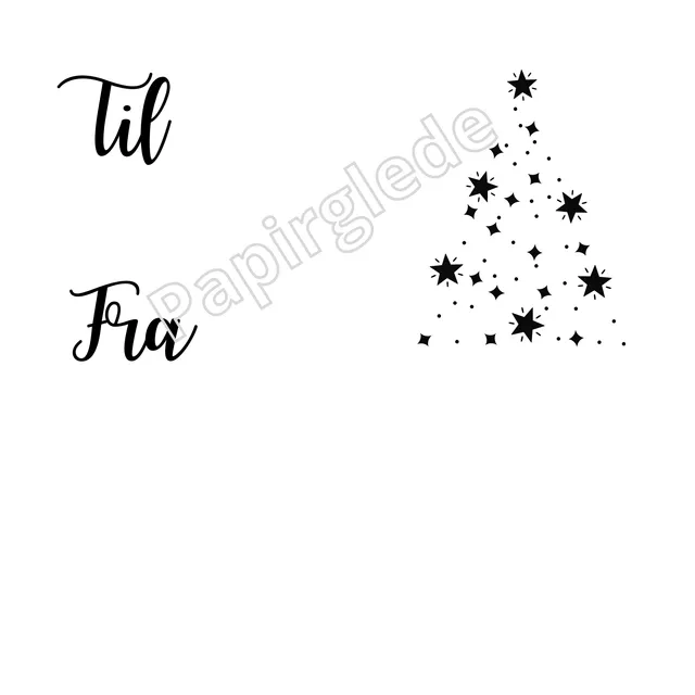 Papirglede Til-og-fra lapp med juletre digitalt stempel jul