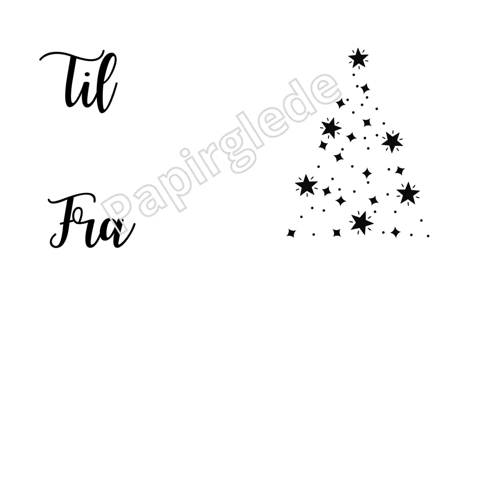 Papirglede Til-og-fra lapp med juletre digitalt stempel jul