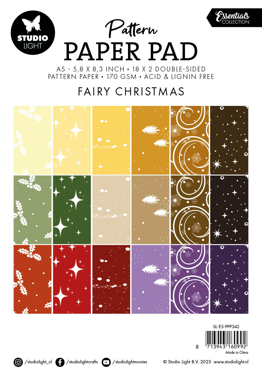 Studio Light Essentials Pattern mønsterblokk Fairy Christmas 36 ark