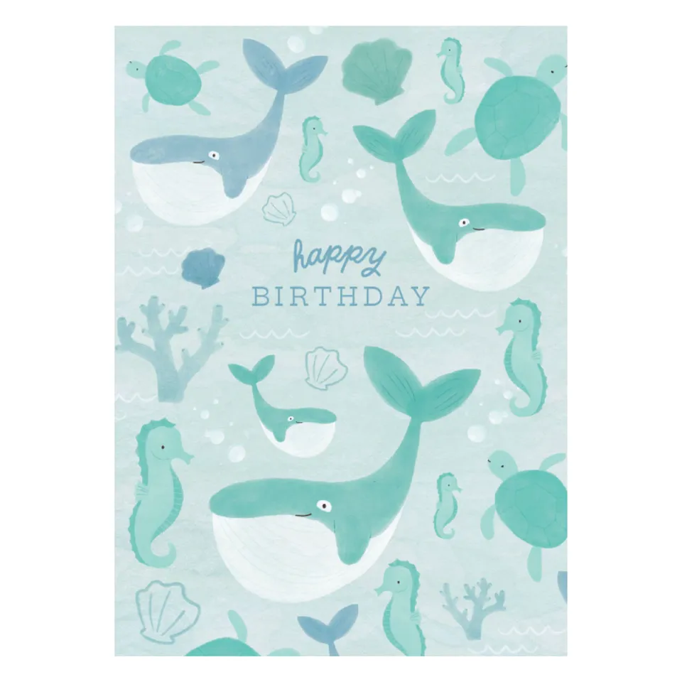 KaiserCraft Bubbles gratulasjonskort Blue Sea Life 13x18 cm