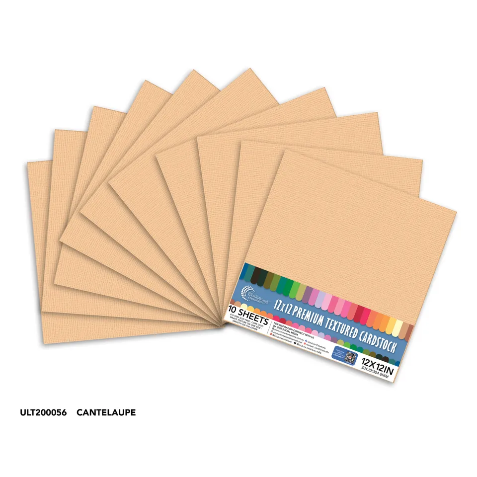 Couture Creations Cantelaupe kartong 12x12 10 ark 216gsm teksturert