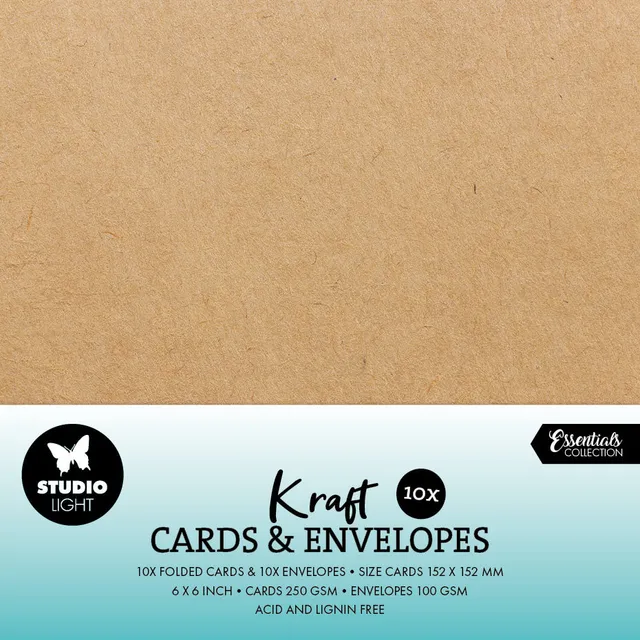 Studio Light Essentials Kraft kort og konvolutter 6x6 tommer