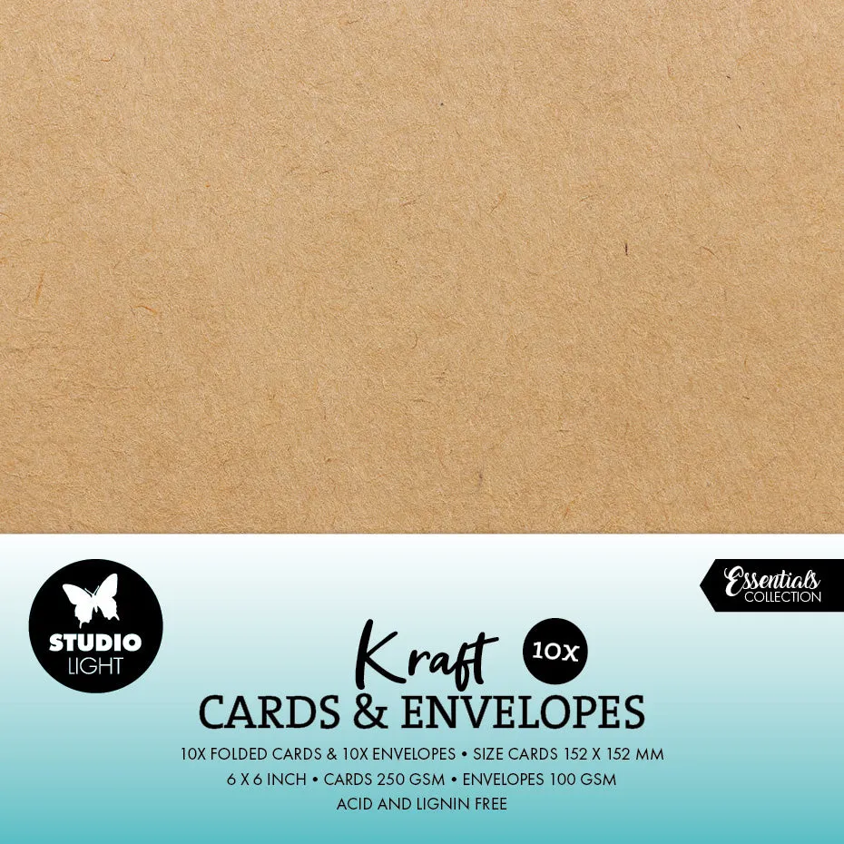 Studio Light Essentials Kraft kort og konvolutter 6x6 tommer