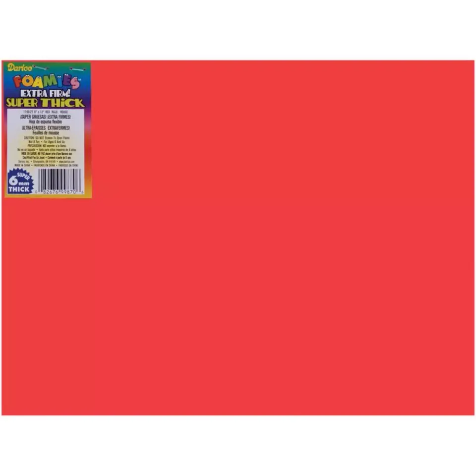 Korthobby mosegummi rød foam sheet 9x12" 6 mm