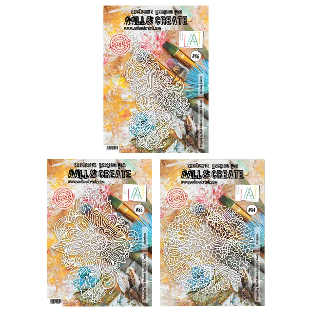 AALL & Create Mandalas & Laces sjablonger A4 3-pakning