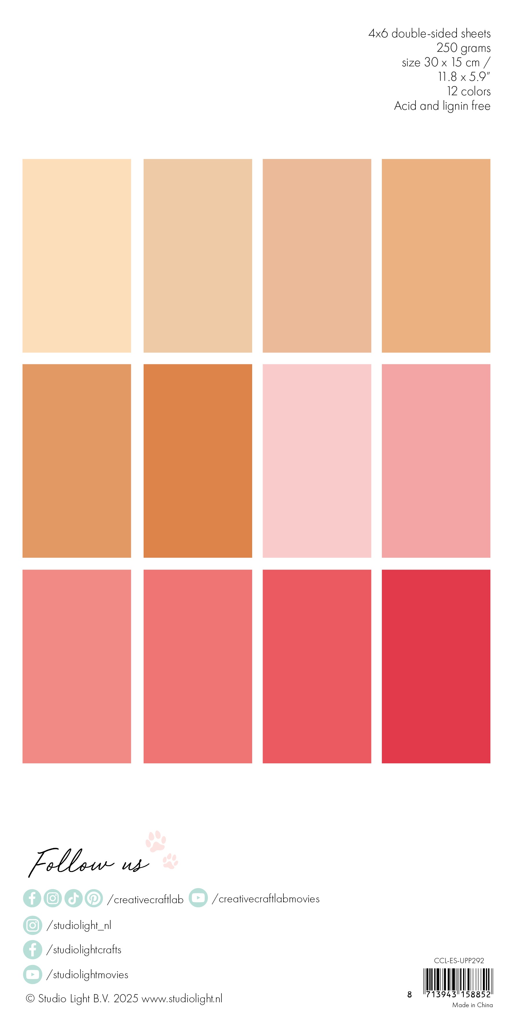 Studio Light Creative Craftlab Unicolor papirblokk Peach & Pinks