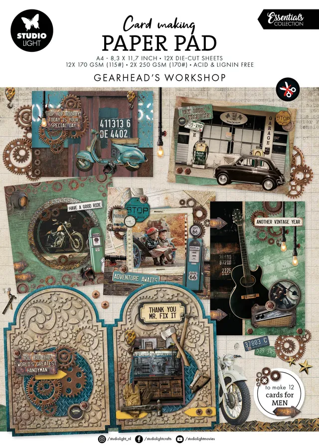 Studio Light Essentials Gearhead Workshop kortblokk 14 ark dieskutt