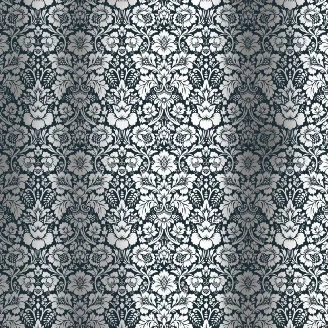 Kora Damask Dalia kartong navy med sølvfolie