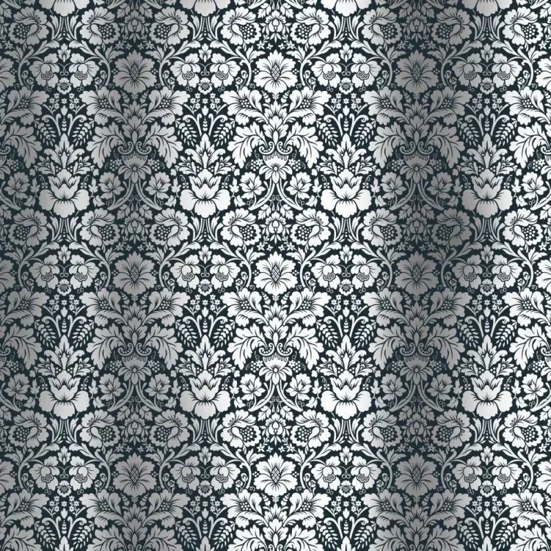 Kora Damask Dalia kartong navy med sølvfolie
