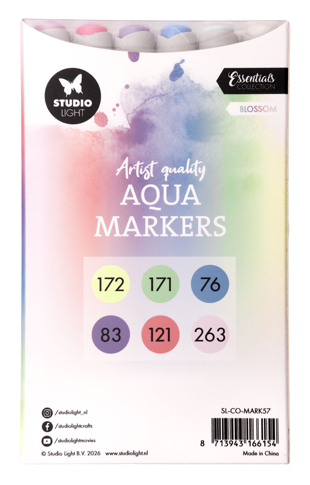 Studio Light Essentials Blossom aquamarkere 6 stk vannbasert