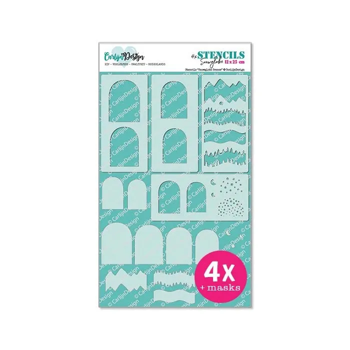 CarlijnDesign Snowglobe Scenes CDSC-0028 sjablonger 4-pk