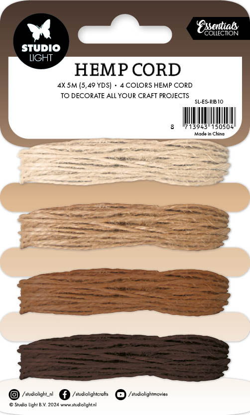 Studio Light Essentials Hemp Cord hyssing brune 4-pk