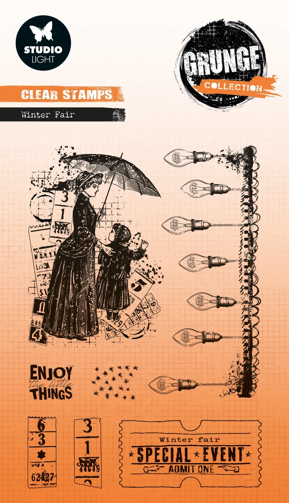 Studio Light Grunge Winter Fair clearstamp jul vinter
