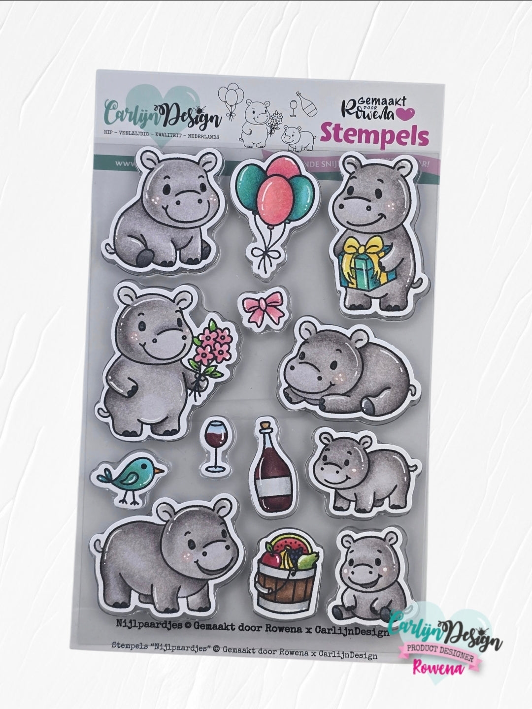 CarlijnDesign Nijlpaardjes CDST-0173 stempel A6 flodhest