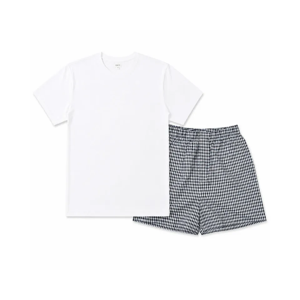 KaiserCraft K&Co pysjamas herre White Check str L bomull