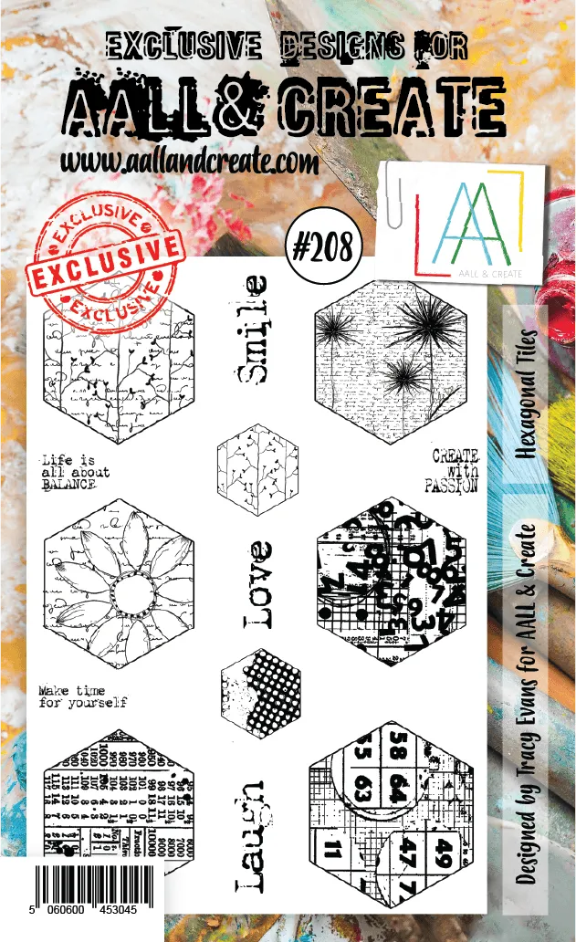 Aall and Create #208 Hexagonal Tiles stempelsett A6 sekskant