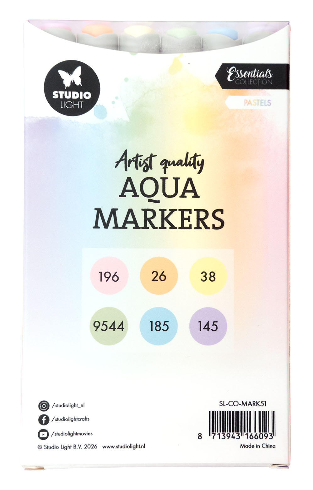 Studio Light Essentials Aqua Markers pastell 6 stk akvarell