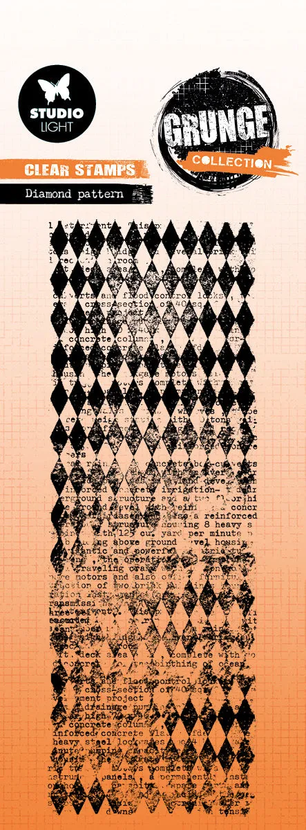 Studio Light Grunge clearstamp diamond 51x146 mm rutemønster