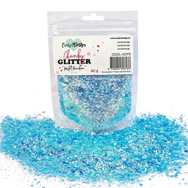 CarlijnDesign Chunky glitter CDGL-0075 glitter pastel rainbow blue 20 g