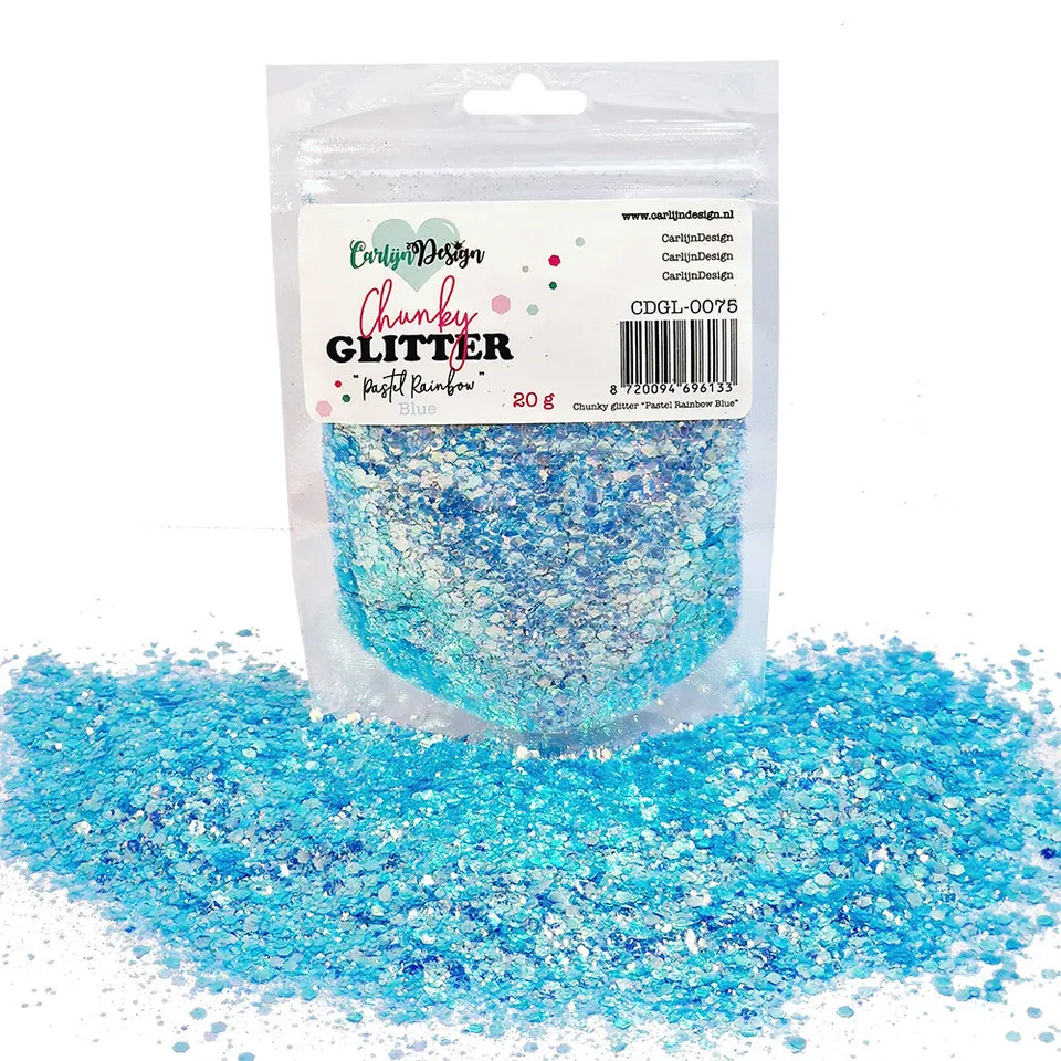 CarlijnDesign Chunky glitter CDGL-0075 glitter pastel rainbow blue 20 g