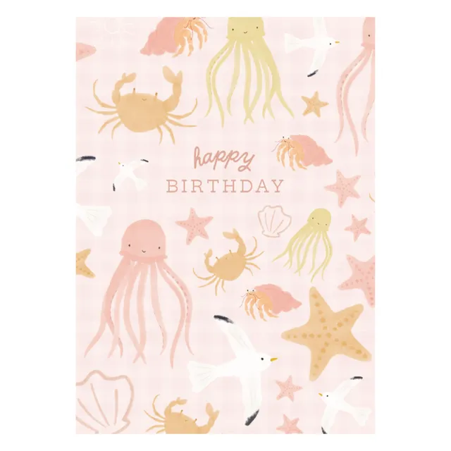 KaiserCraft Bubbles gratulasjonskort Pink Sea Life
