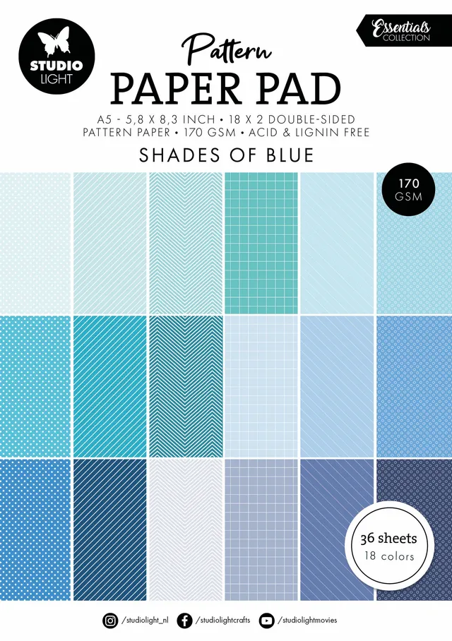 Studio Light Essentials Shades of blue papirblokk A5 36 ark