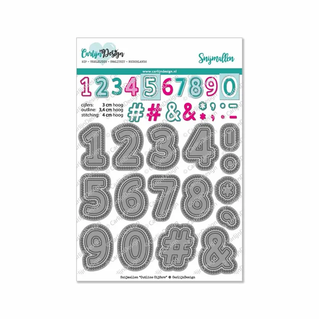 CarlijnDesign Outline Cijfers CDSN-0056 dies tall 3,4cm