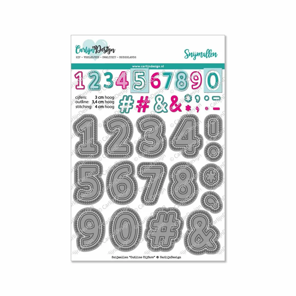 CarlijnDesign Outline Cijfers CDSN-0056 dies tall 3,4cm