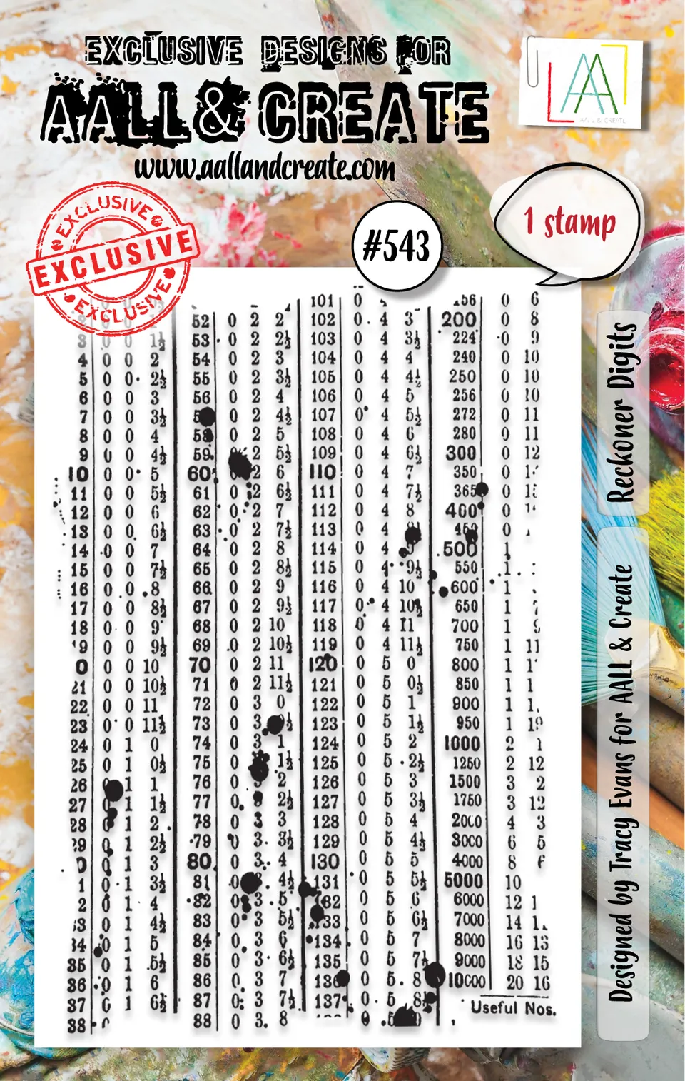 AALL & Create #543 Reckoner Digits stempelsett A7 tall