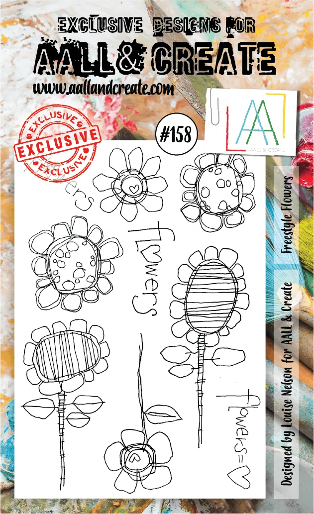 Aall and Create 158 Freestyle Flowers stempel A6