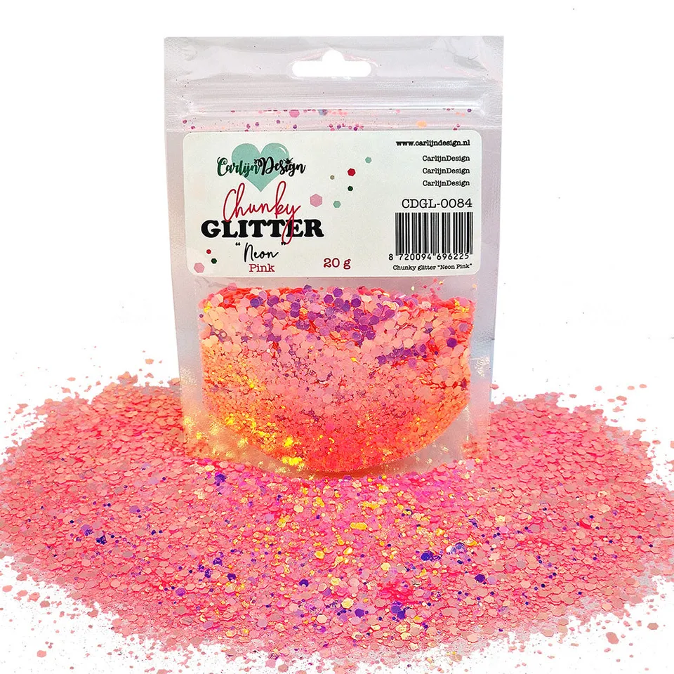 CarlijnDesign Chunky glitter CDGL-0084 glitter neon rosa 20 g