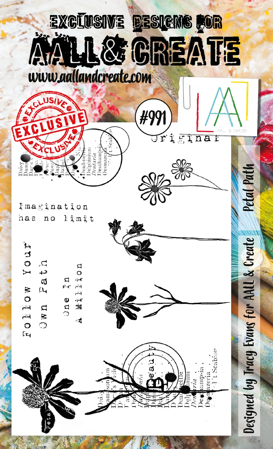 Aall and Create 991 Petal Path stempelsett A6 – blomst