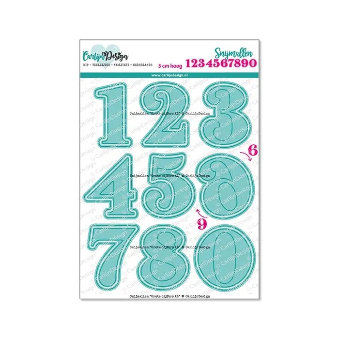 CarlijnDesign Grote cijfers XL CDSN-0215 dies 5 cm med outline