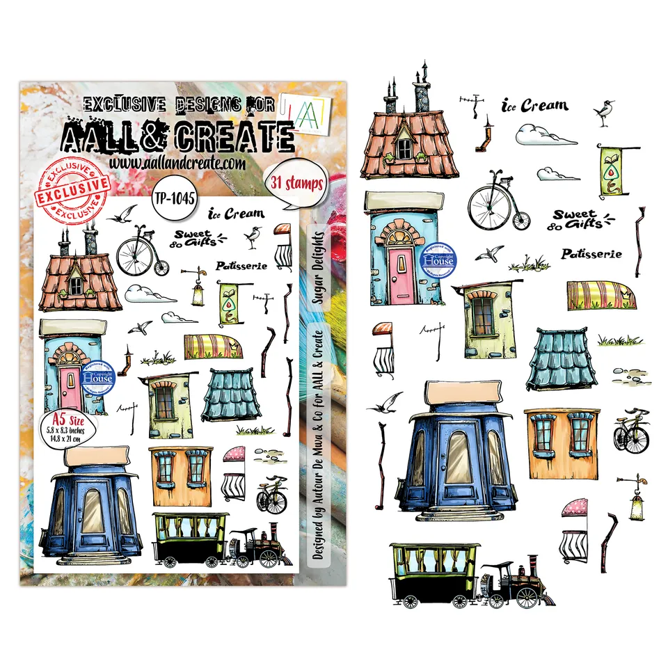 Aall and Create TP-1045 stempelsett A5 Sugar Delights klar