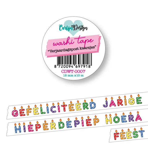 CarlijnDesign Verjaardagspost CDWT-0007 washi bursdag 10m