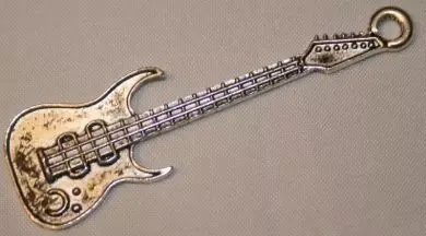Stor Gitar metallpynt sølv