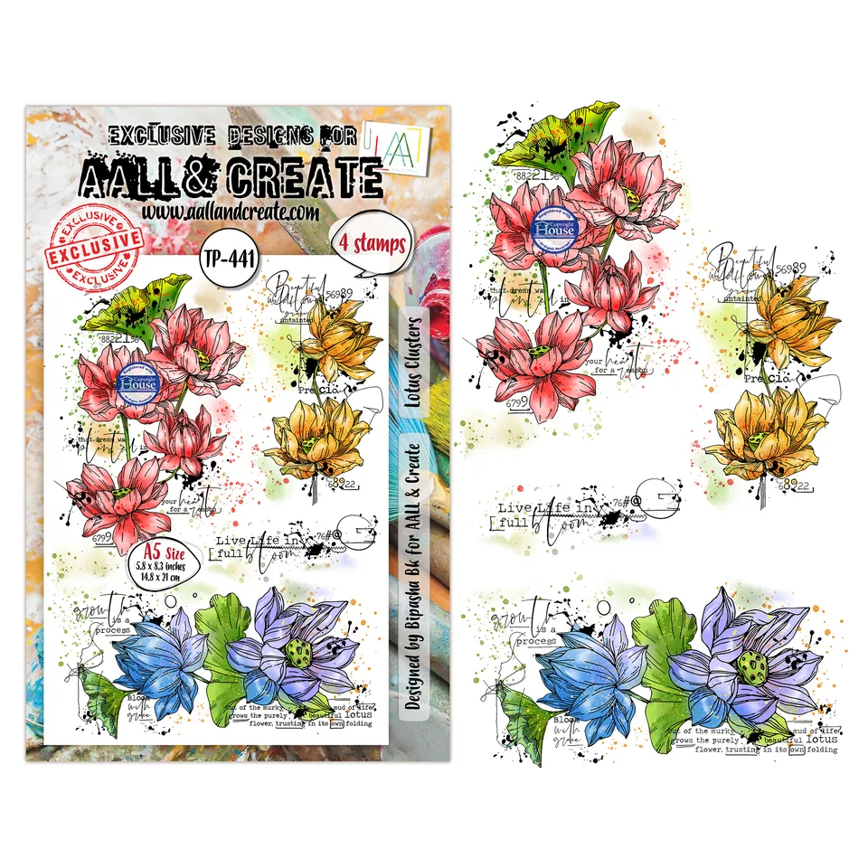 AALL & Create TP-441 Lotus Clusters stempelsett A5 lotus